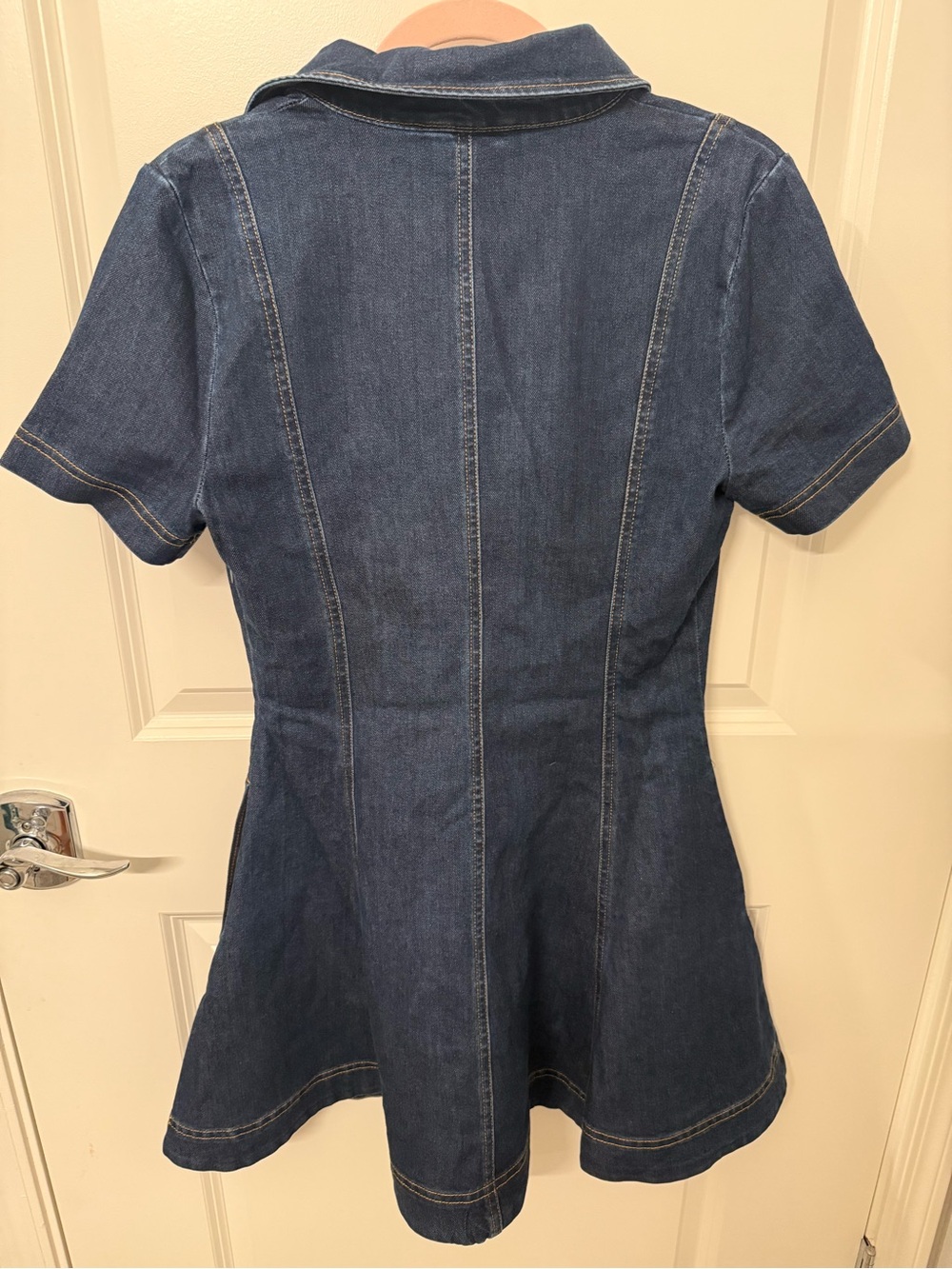 NWT Avec Les Filles Women’s Denim Collared Fit and Flare Mini Dress - Picture 9 of 16